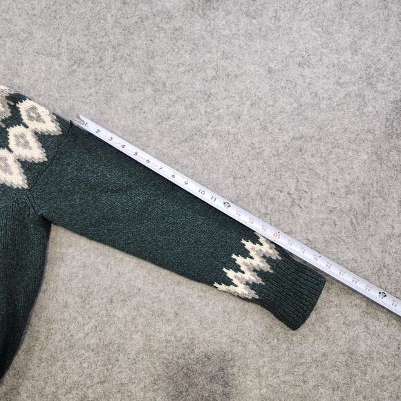 LL Bean Classic Ragg Sweater Womens Medium Full Zip Lambswool Fair Isle Knit - Picture 9 of 13